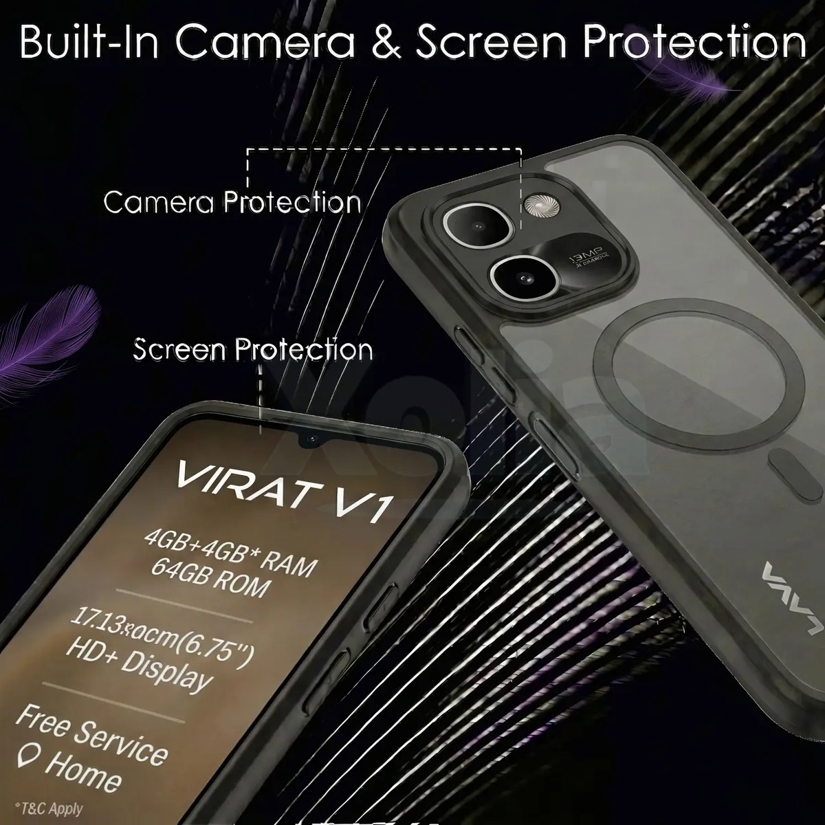 Xolia Back Cover for LAVA Virat V1 (Black, Shock Proof, Polycarbonate, Silicon, Pack of: 1) — image 3 of 4