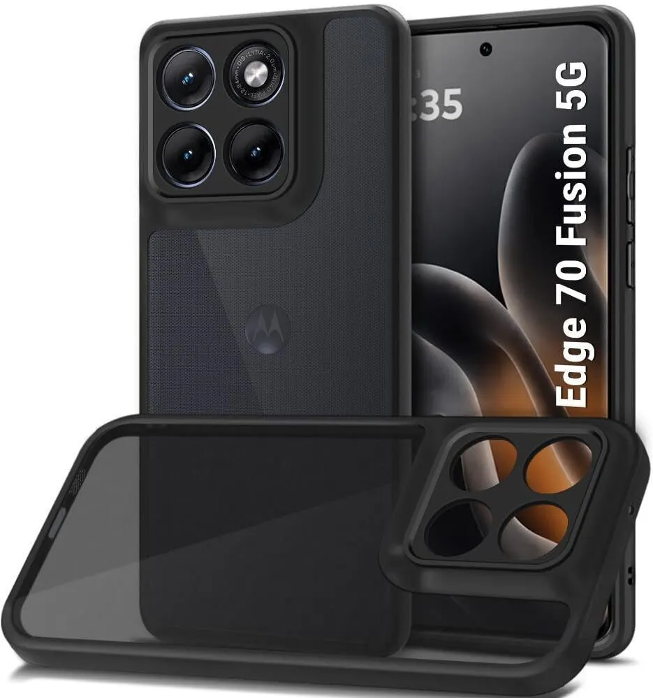 Xolia Back Cover for MOTOROLA Edge 70 Fusion 5G (Black, Shock Proof, Polycarbonate, Silicon, Pack of: 1)