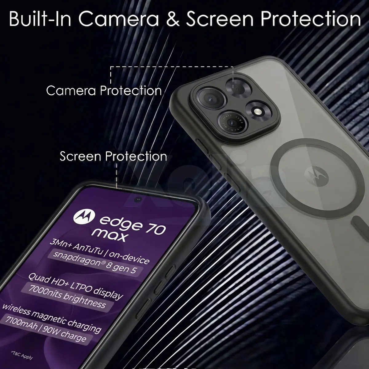 Xolia Back Cover for MOTOROLA Edge 70 Max (Black, Shock Proof, Polycarbonate, Silicon, Pack of: 1) — image 4 of 5
