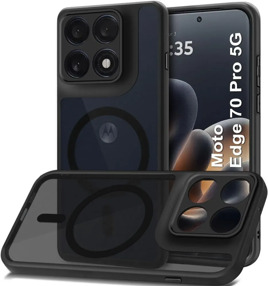 Xolia Back Cover for Motorola Edge 70 Pro Plus 5G (Black, Shock Proof, Polycarbonate, Silicon, Pack of: 1)