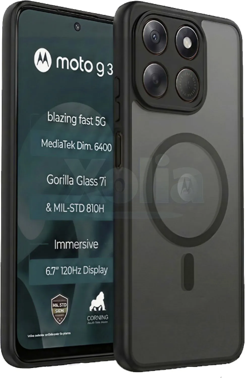 Xolia Back Cover for Motorola G37 Power 5G (Black, Shock Proof, Polycarbonate, Silicon, Pack of: 1)