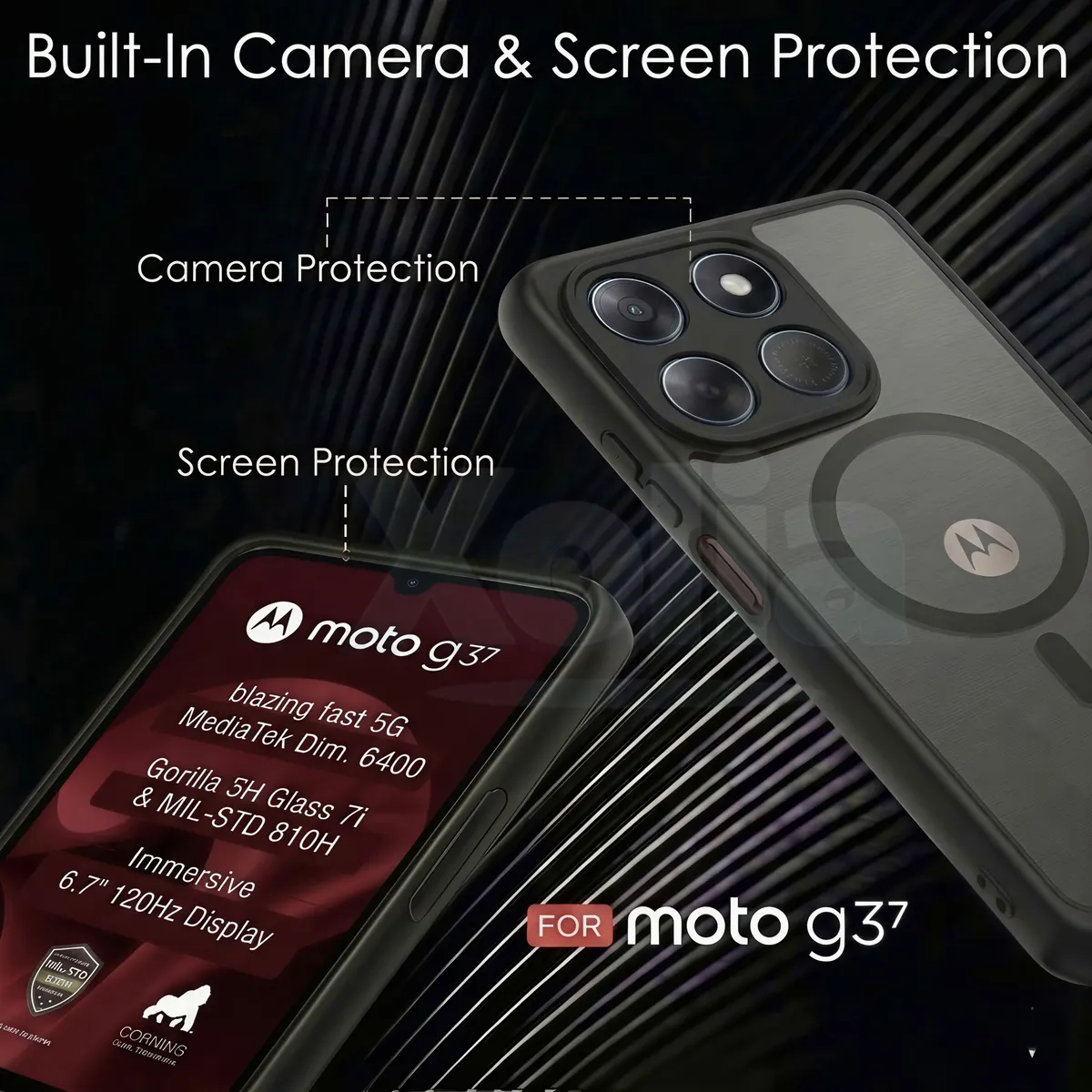 Xolia Back Cover for Motorola G37 Power 5G (Black, Shock Proof, Polycarbonate, Silicon, Pack of: 1) — image 4 of 5