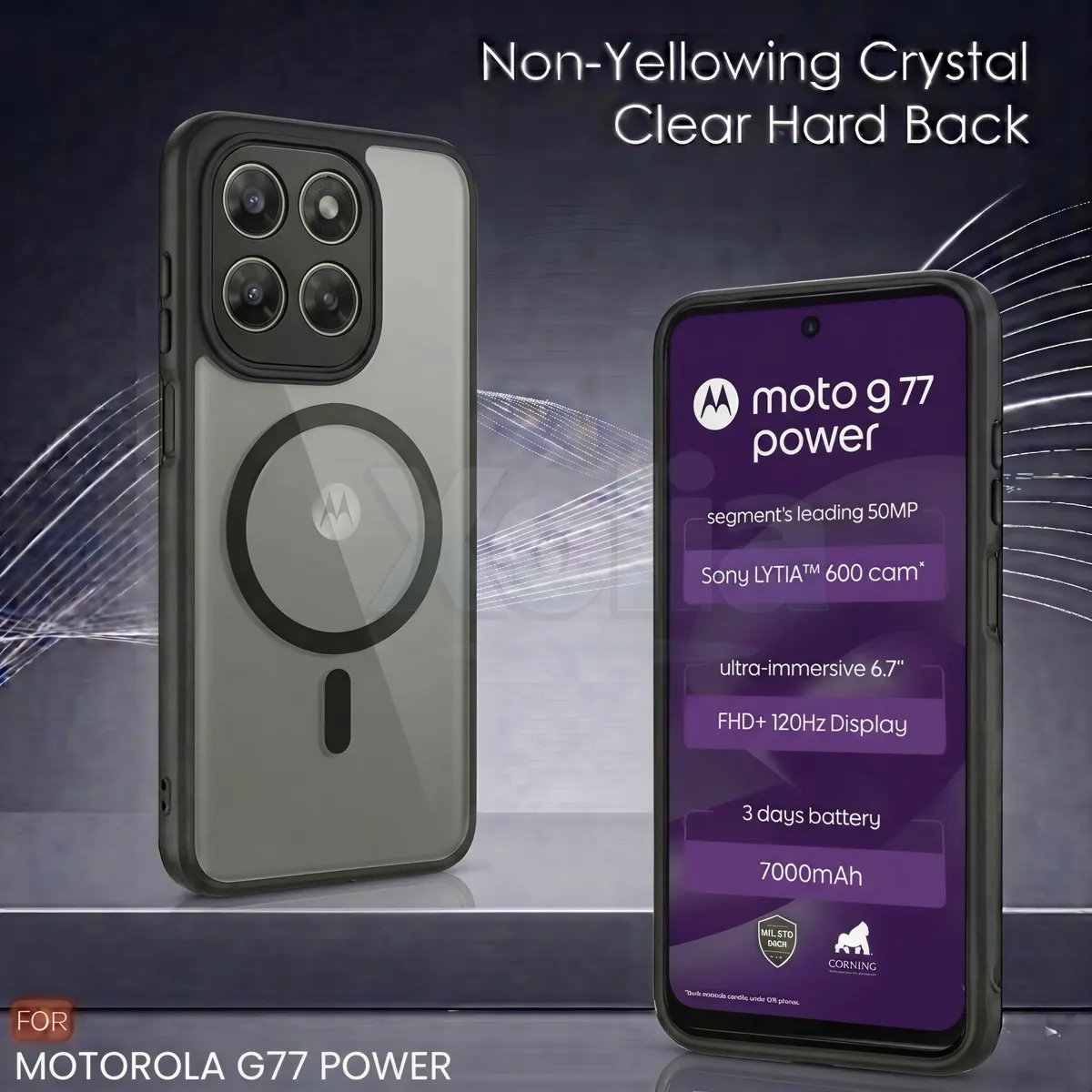 Xolia Back Cover for Motorola G77 Power 5G (Black, Shock Proof, Polycarbonate, Silicon, Pack of: 1) — image 2 of 4