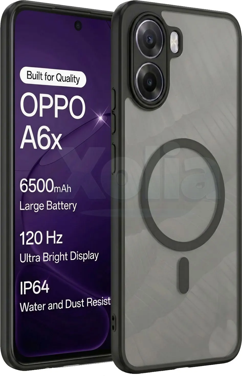 Xolia Back Cover for Oppo A6x 5G (Black, Shock Proof, Polycarbonate, Silicon, Pack of: 1)