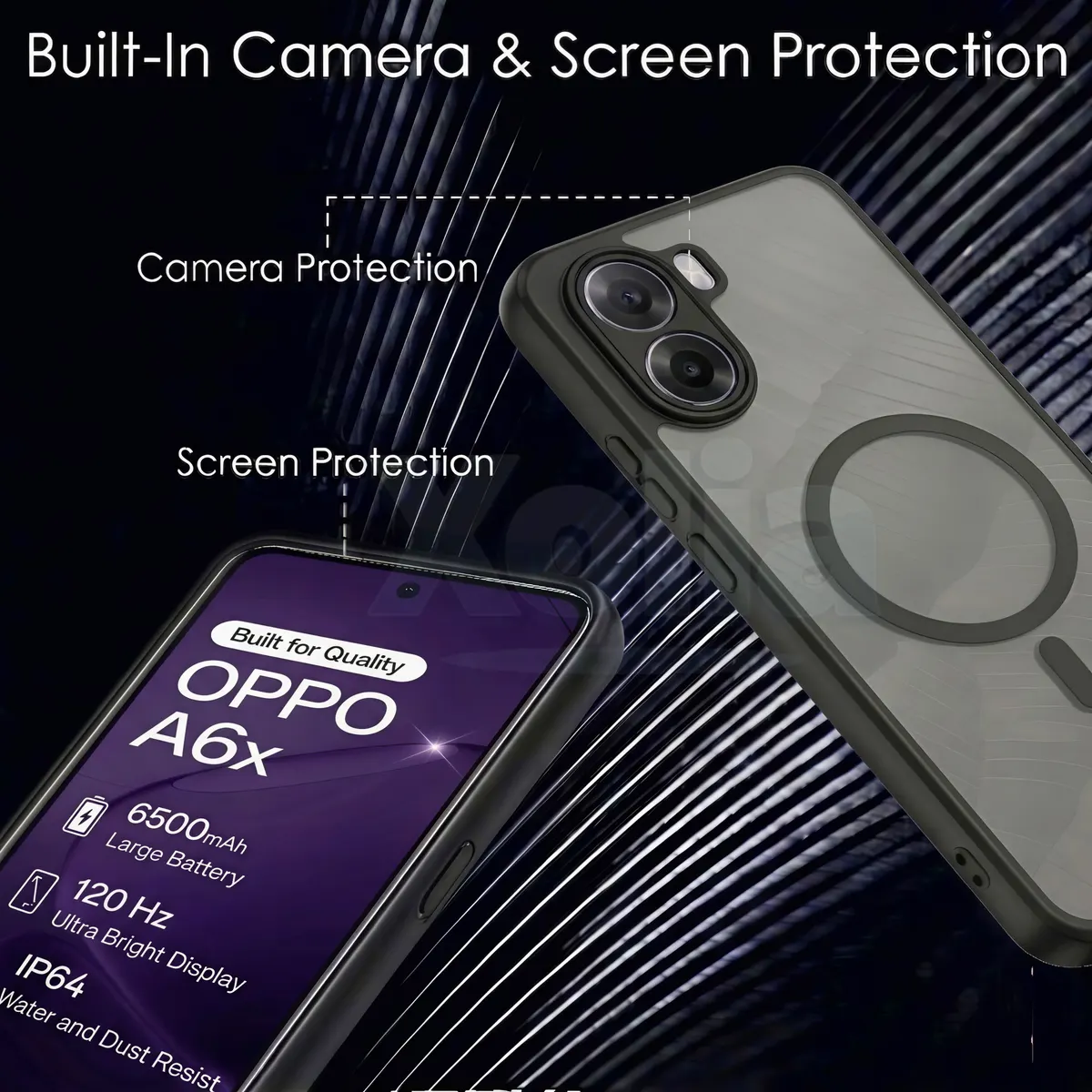 Xolia Back Cover for Oppo A6x 5G (Black, Shock Proof, Polycarbonate, Silicon, Pack of: 1) — image 4 of 5