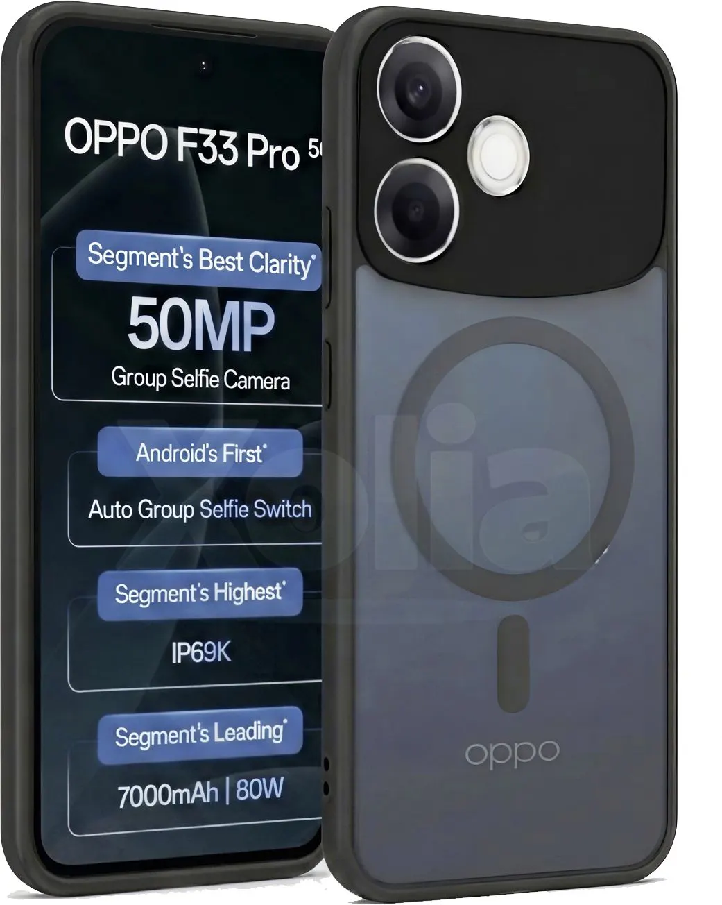 Xolia Back Cover for Oppo F33 Pro 5G (Black, Shock Proof, Polycarbonate, Silicon, Pack of: 1)
