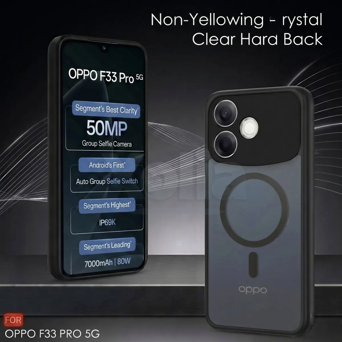 Xolia Back Cover for Oppo F33 Pro 5G (Black, Shock Proof, Polycarbonate, Silicon, Pack of: 1) — image 3 of 5