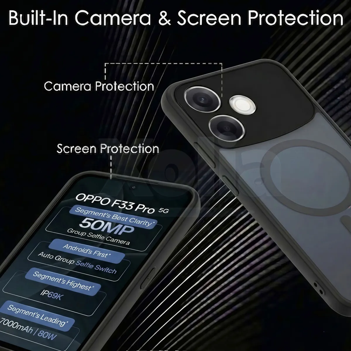 Xolia Back Cover for Oppo F33 Pro 5G (Black, Shock Proof, Polycarbonate, Silicon, Pack of: 1) — image 4 of 5