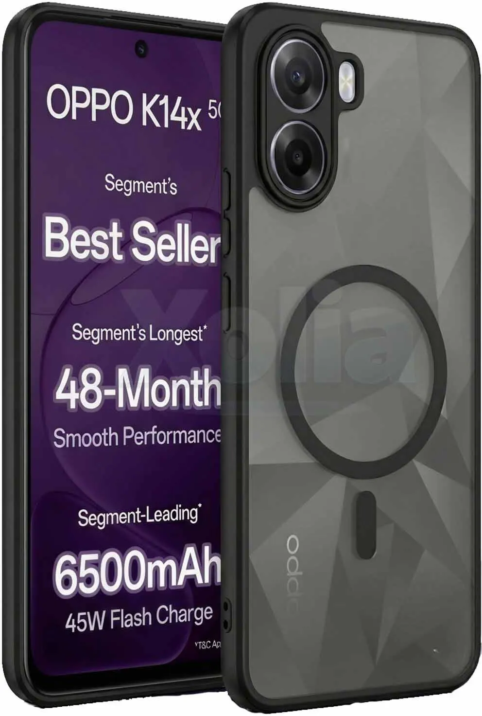 Xolia Back Cover for Oppo K14x 5G (Black, Shock Proof, Polycarbonate, Silicon, Pack of: 1)