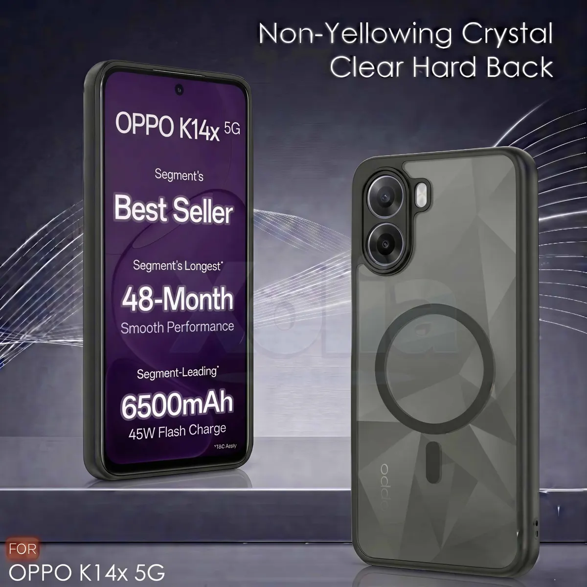 Xolia Back Cover for Oppo K14x 5G (Black, Shock Proof, Polycarbonate, Silicon, Pack of: 1) — image 2 of 4