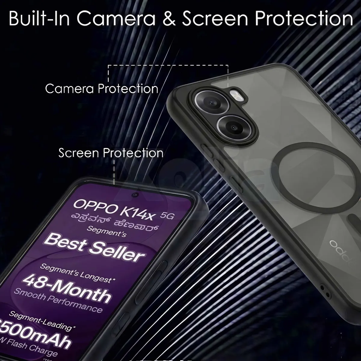 Xolia Back Cover for Oppo K14x 5G (Black, Shock Proof, Polycarbonate, Silicon, Pack of: 1) — image 3 of 4