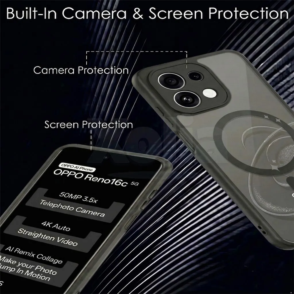 Xolia Back Cover for Oppo Reno 16c 5G (Black, Shock Proof, Polycarbonate, Silicon, Pack of: 1) — image 3 of 4