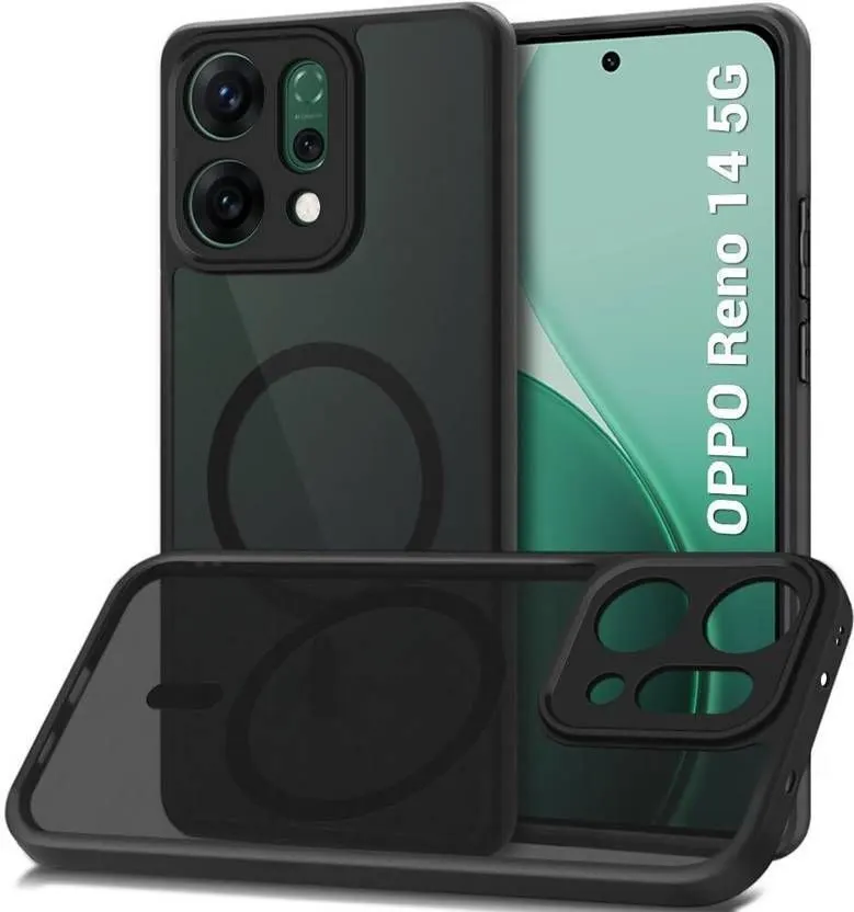 Xolia Back Cover for OPPO RENO 14 (Black, Shock Proof, Polycarbonate, Silicon, Pack of: 1)