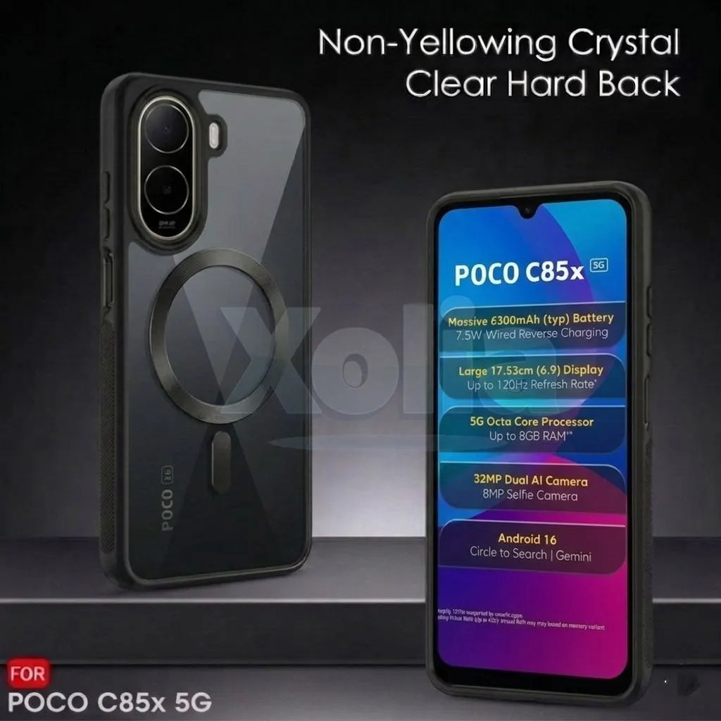 Xolia Back Cover for Poco C85x 5G (Black, Shock Proof, Polycarbonate, Silicon, Pack of: 1) — image 2 of 4