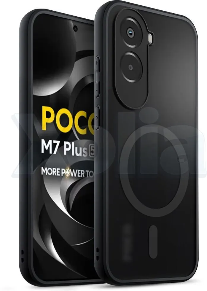 Xolia Back Cover for POCO M7 PLUS 5G (Black, Shock Proof, Polycarbonate, Silicon, Pack of: 1)