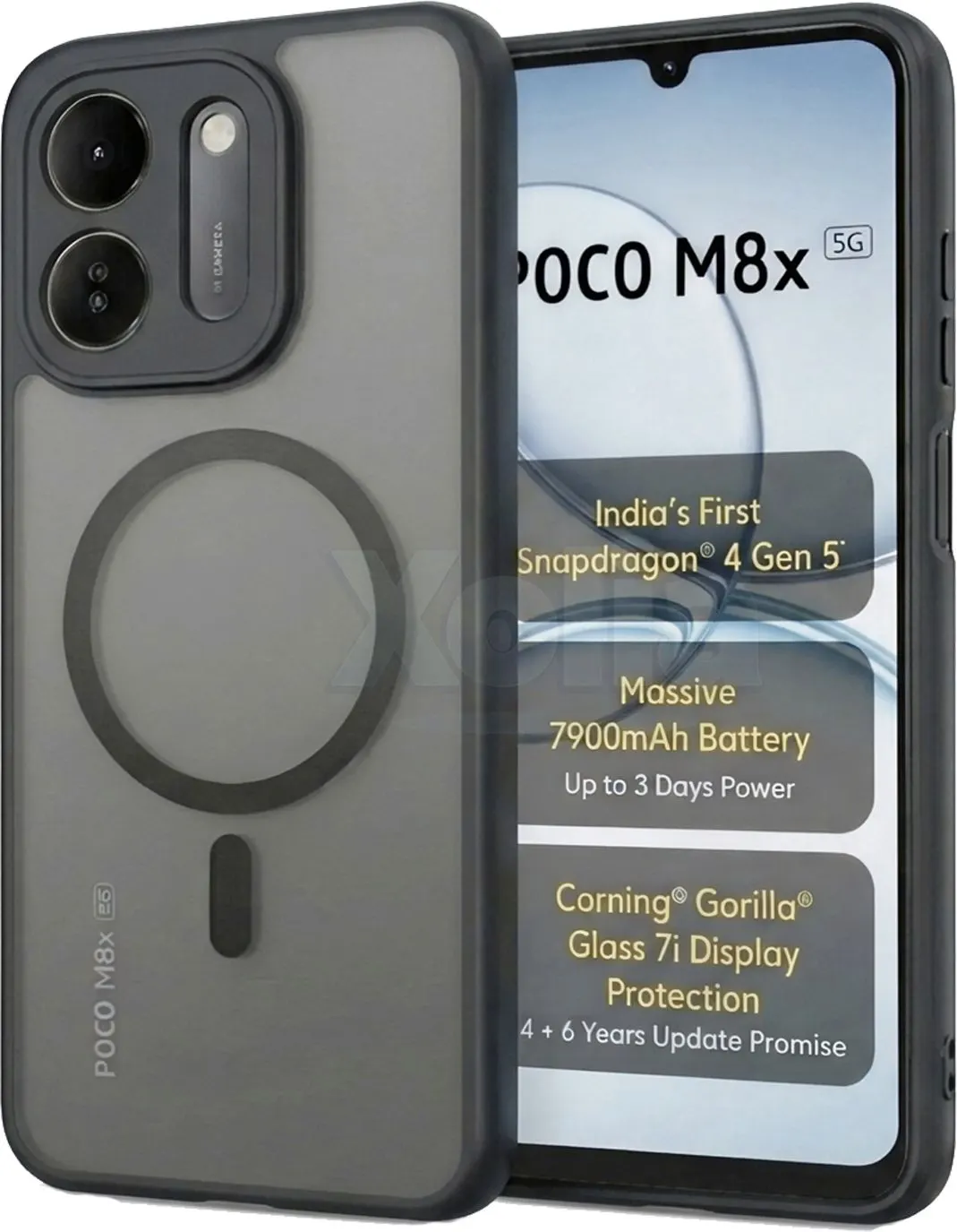 Xolia Back Cover for POCO M8x 5G (Black, Shock Proof, Polycarbonate, Silicon, Pack of: 1)