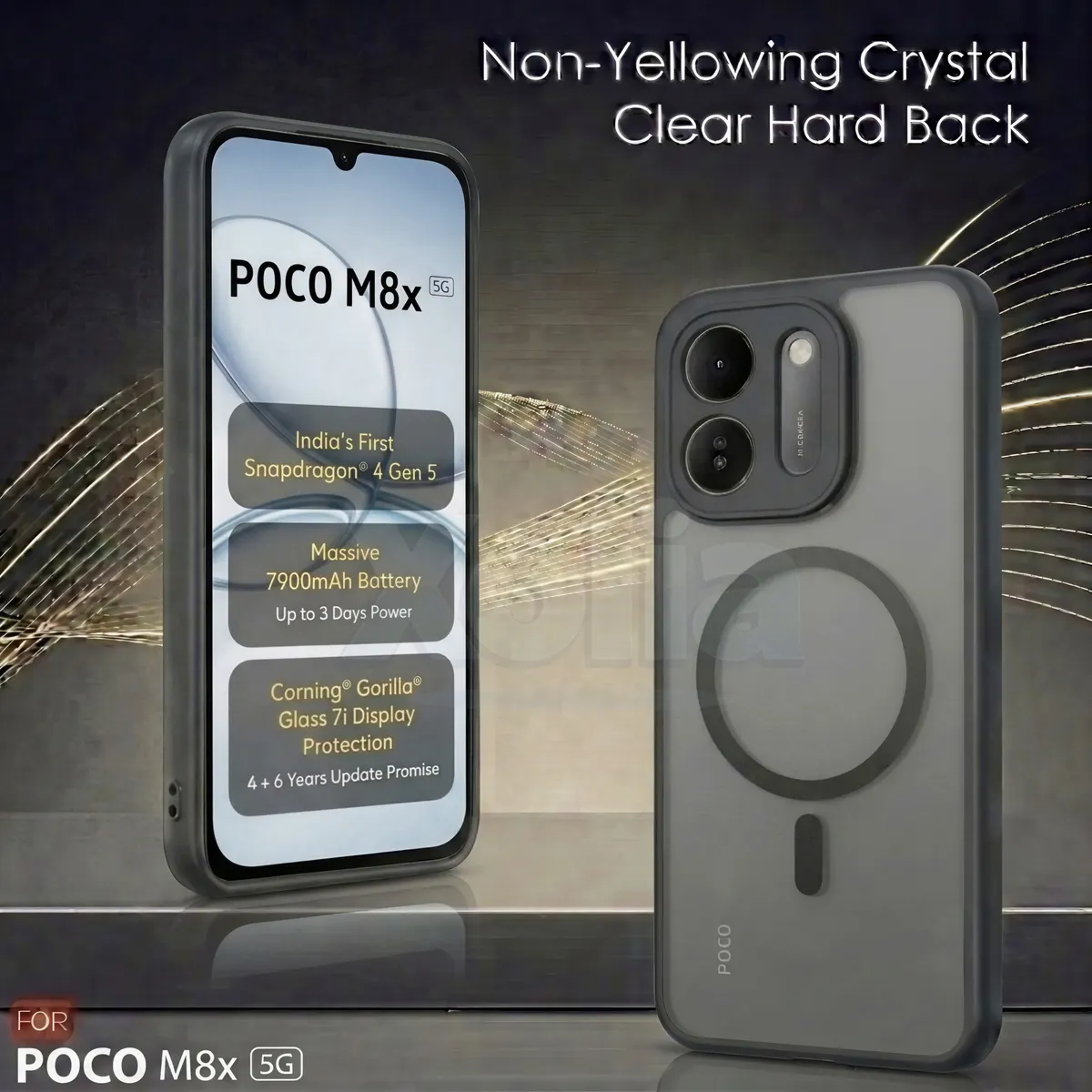 Xolia Back Cover for POCO M8x 5G (Black, Shock Proof, Polycarbonate, Silicon, Pack of: 1) — image 2 of 4