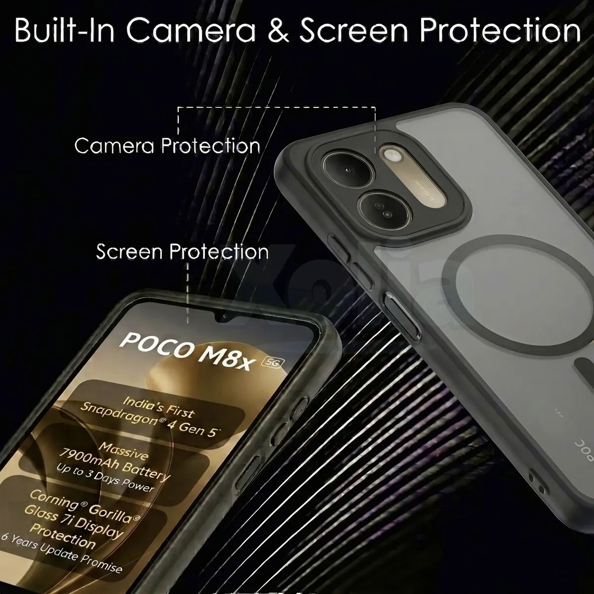 Xolia Back Cover for POCO M8x 5G (Black, Shock Proof, Polycarbonate, Silicon, Pack of: 1) — image 3 of 4