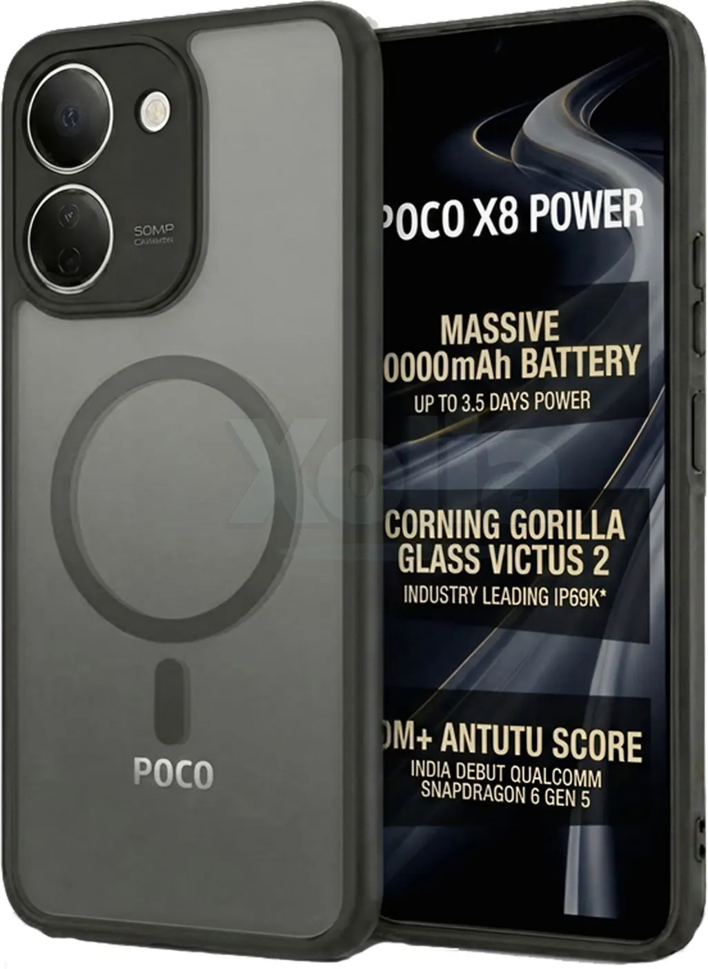 Xolia Back Cover for Poco X8 Power 5G (Black, Shock Proof, Polycarbonate, Silicon, Pack of: 1)