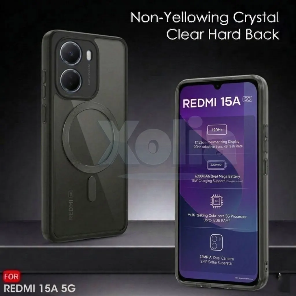 Xolia Back Cover for Redmi 15A 5G (Black, Shock Proof, Polycarbonate, Silicon, Pack of: 1) — image 2 of 4