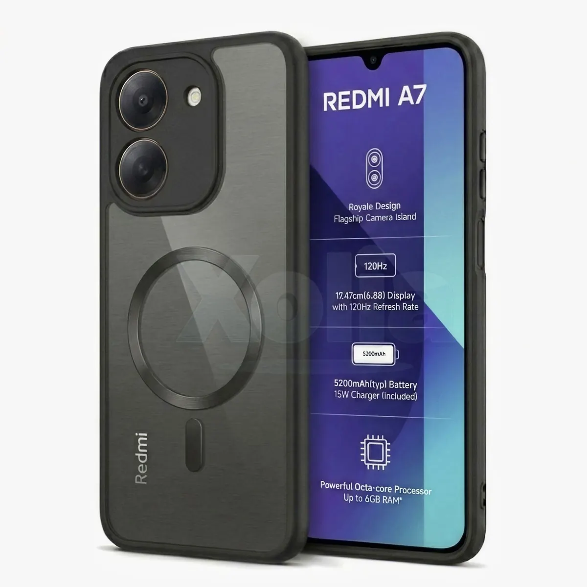 Xolia Back Cover for Redmi A7 5G (Black, Shock Proof, Polycarbonate, Silicon, Pack of: 1)