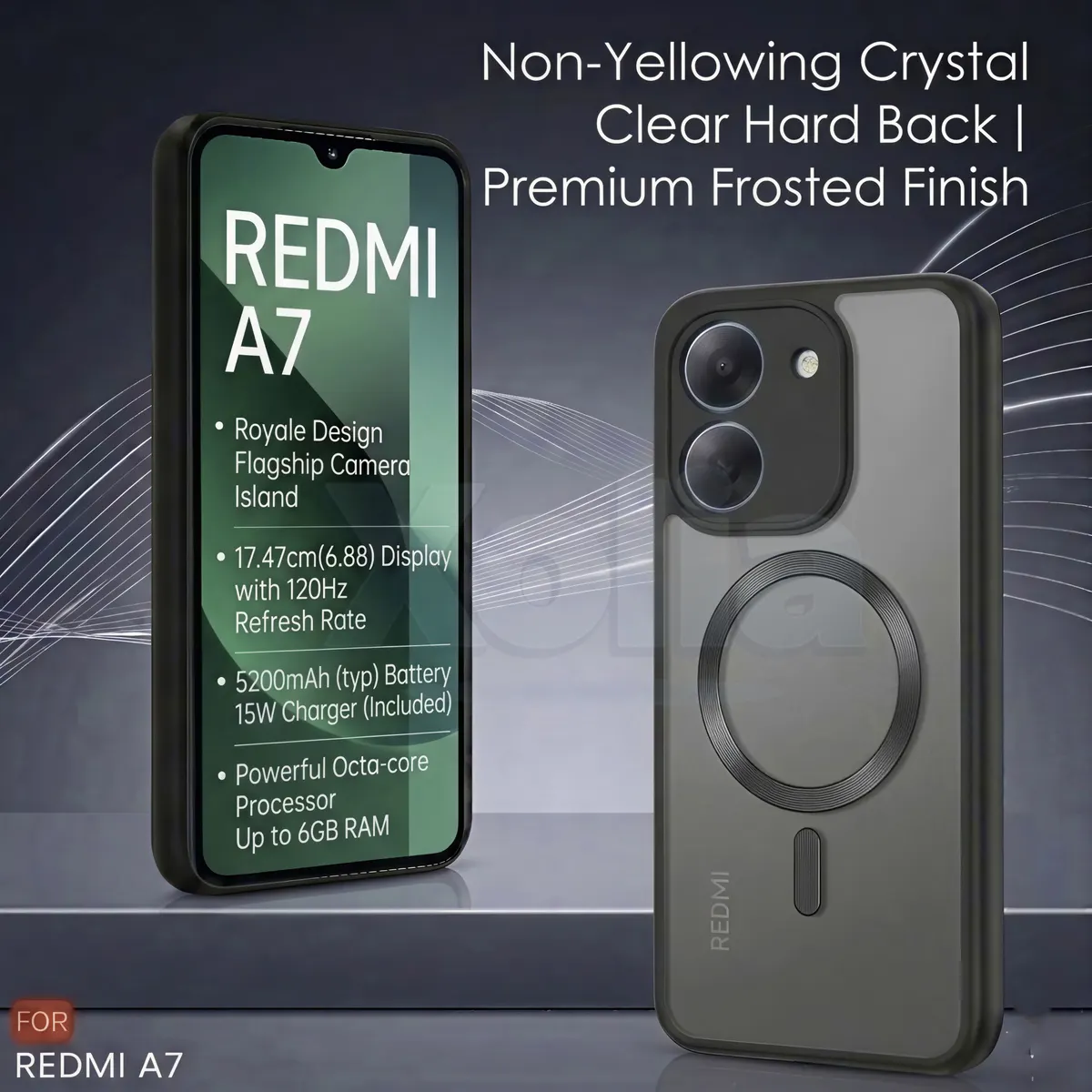 Xolia Back Cover for Redmi A7 5G (Black, Shock Proof, Polycarbonate, Silicon, Pack of: 1) — image 2 of 4