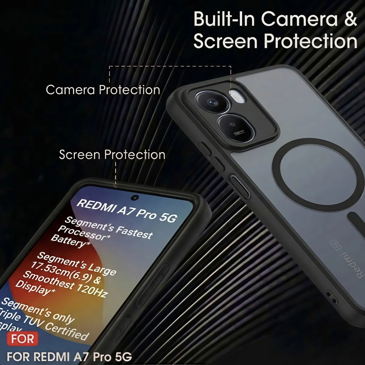 Xolia Back Cover for Redmi A7 Pro 5G (Black, Shock Proof, Polycarbonate, Silicon, Pack of: 1) — image 4 of 5