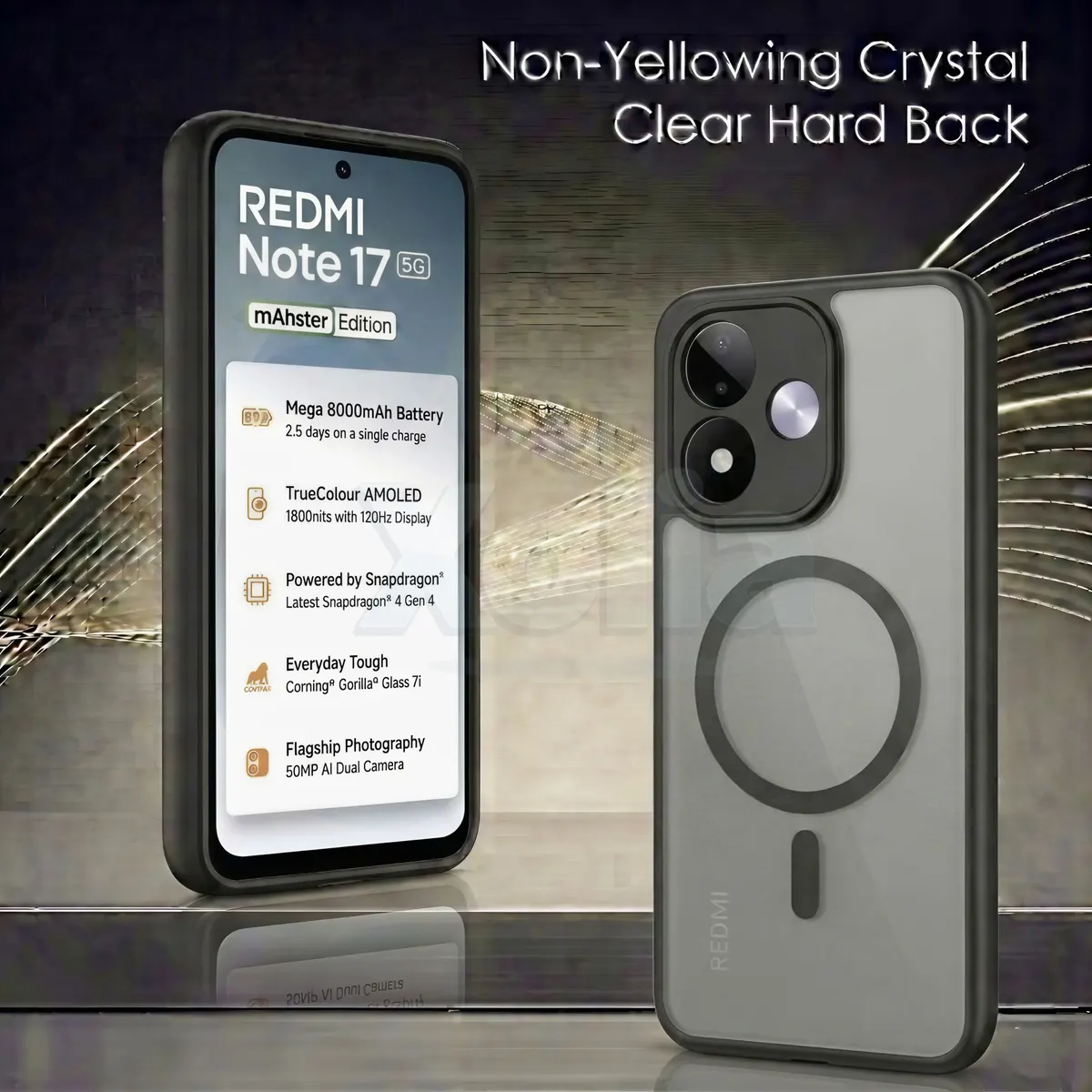 Xolia Back Cover for Redmi Note 17 5G (Black, Shock Proof, Polycarbonate, Silicon, Pack of: 1) — image 2 of 4