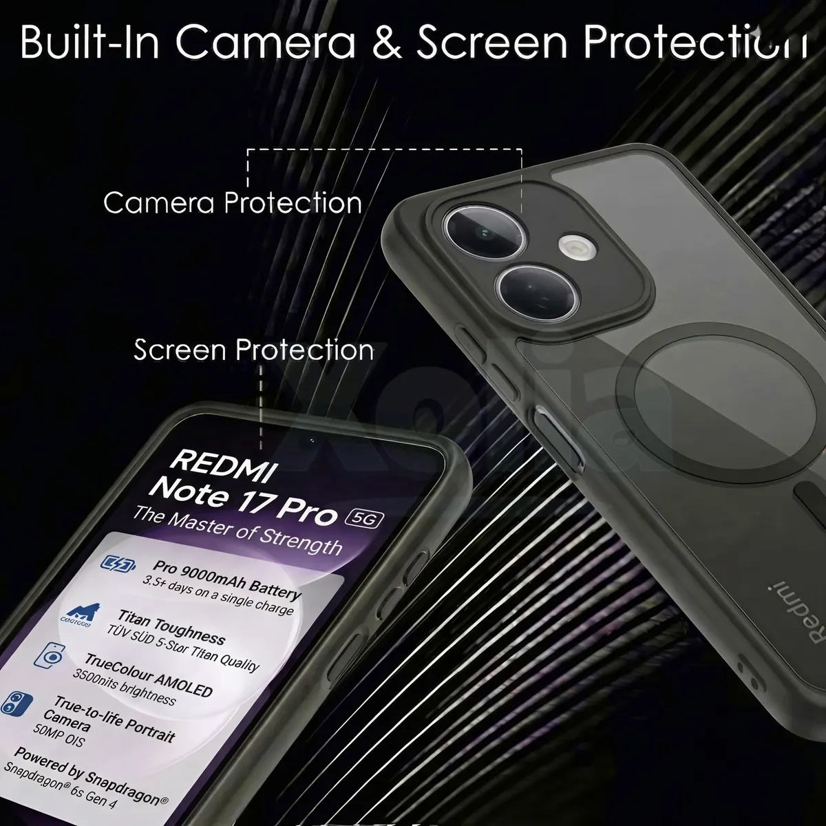 Xolia Back Cover for Redmi Note 17 Pro 5G (Black, Shock Proof, Polycarbonate, Silicon, Pack of: 1) — image 4 of 5