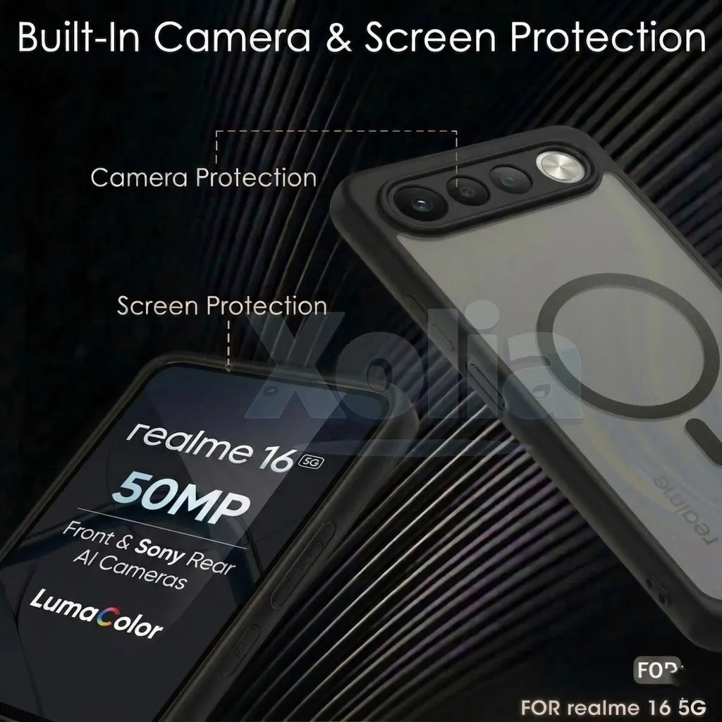 Xolia Back Cover for Realme 16 5G (Black, Shock Proof, Polycarbonate, Silicon, Pack of: 1) — image 3 of 4