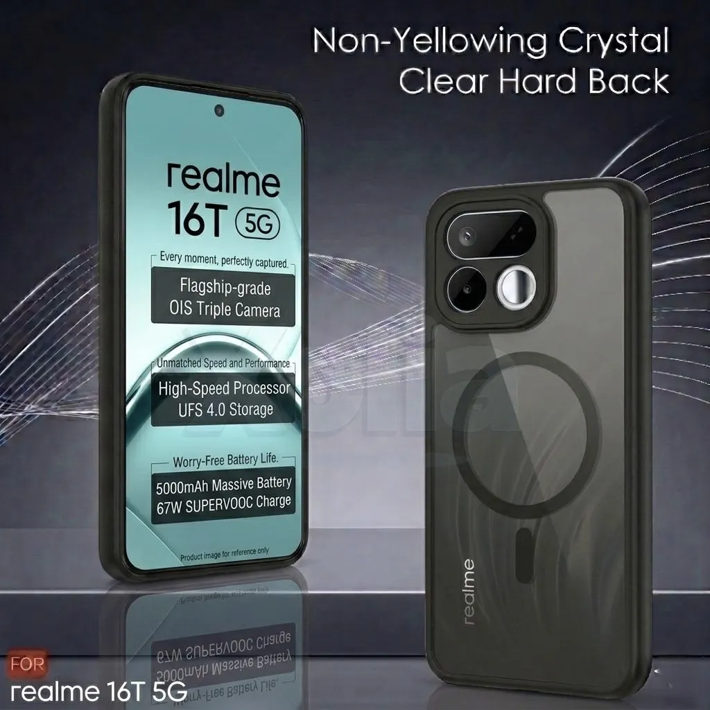 Xolia Back Cover for Realme 16t 5G (Black, Shock Proof, Polycarbonate, Silicon, Pack of: 1) — image 2 of 4