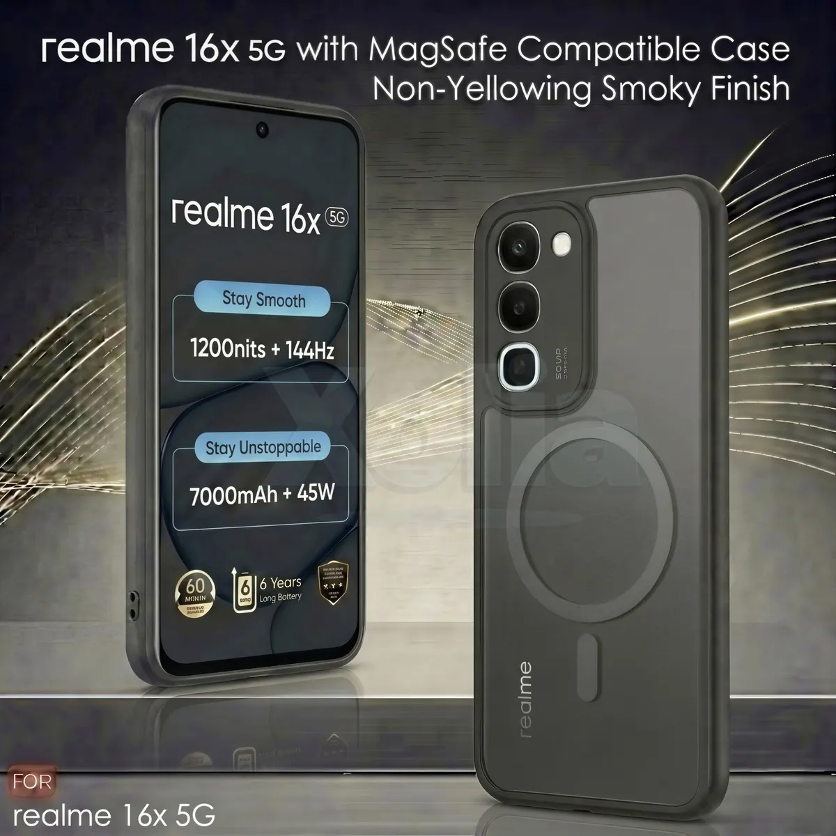 Xolia Back Cover for realme 16x 5G (Black, Shock Proof, Polycarbonate, Silicon, Pack of: 1) — image 2 of 4
