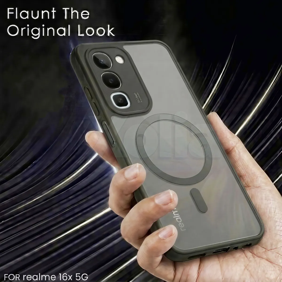 Xolia Back Cover for realme 16x 5G (Black, Shock Proof, Polycarbonate, Silicon, Pack of: 1) — image 4 of 4