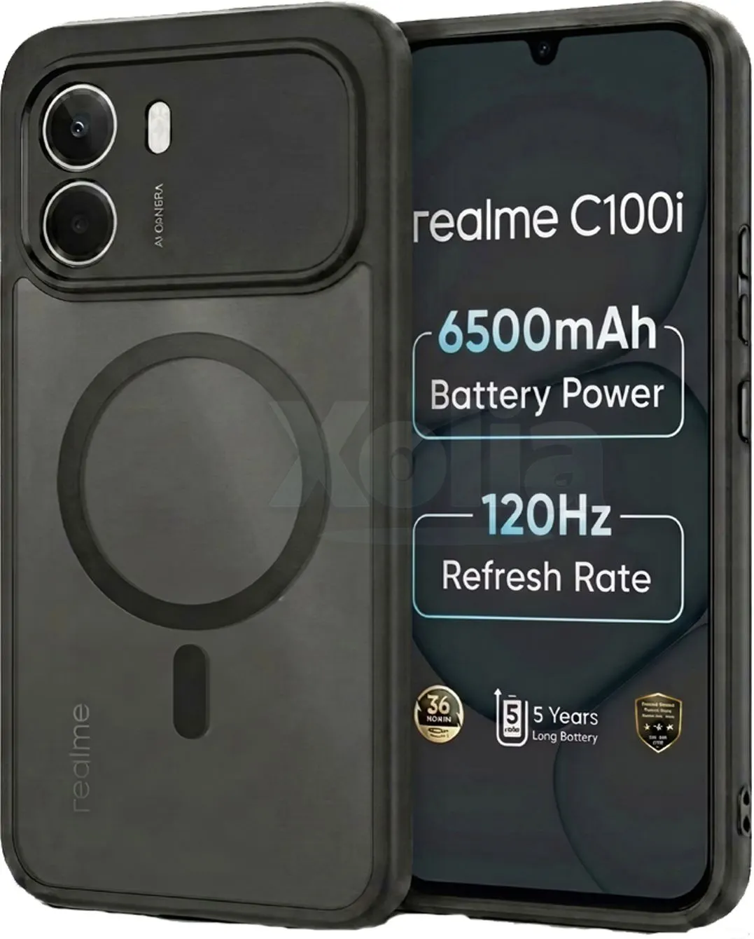 Xolia Back Cover for Realme C100i (Black, Shock Proof, Polycarbonate, Silicon, Pack of: 1)