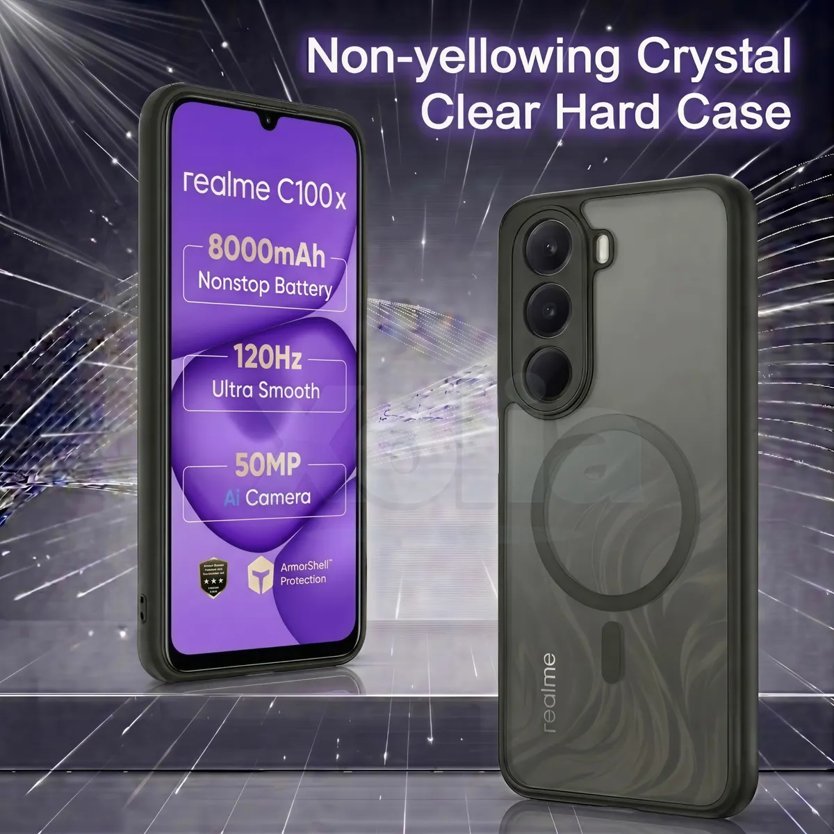 Xolia Back Cover for realme C100x (Black, Shock Proof, Polycarbonate, Silicon, Pack of: 1) — image 2 of 4