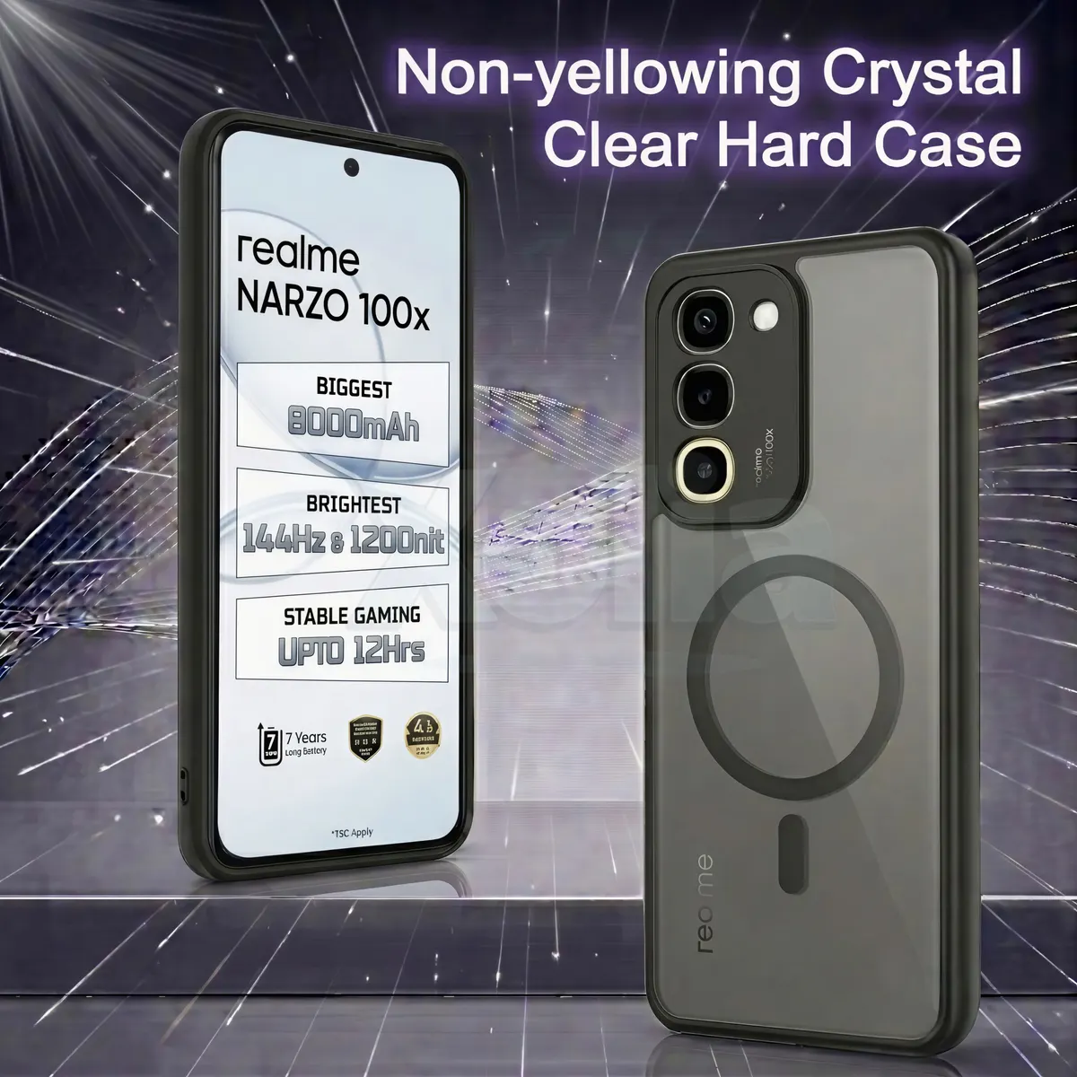 Xolia Back Cover for realme NARZO 100x 5G (Black, Shock Proof, Polycarbonate, Silicon, Pack of: 1) — image 2 of 4