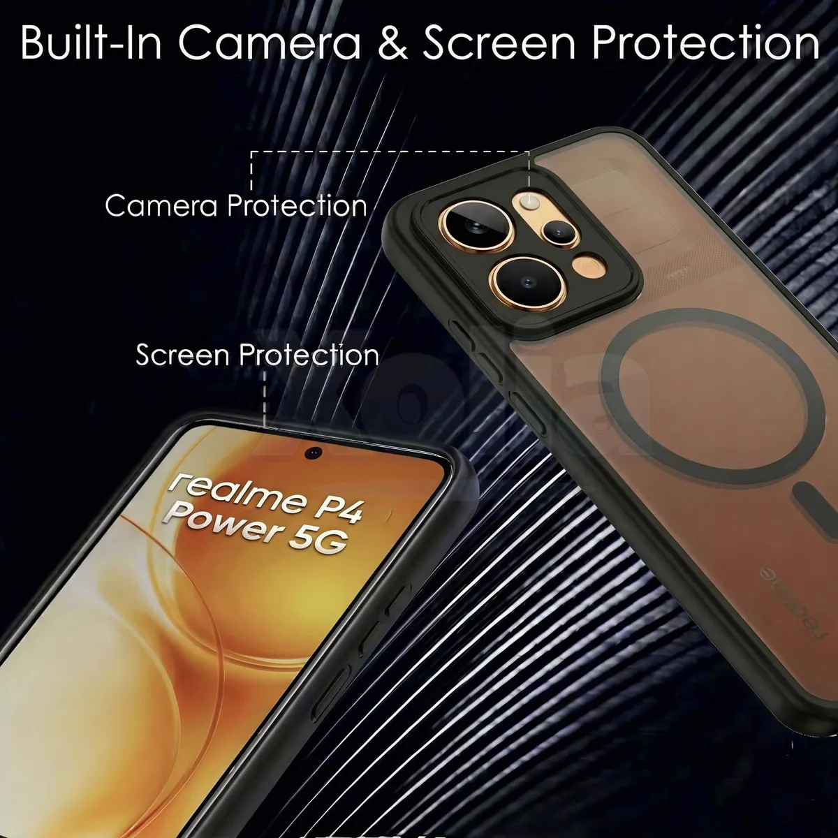 Xolia Back Cover for Realme P4 Power 5G (Black, Shock Proof, Polycarbonate, Silicon, Pack of: 1) — image 3 of 4