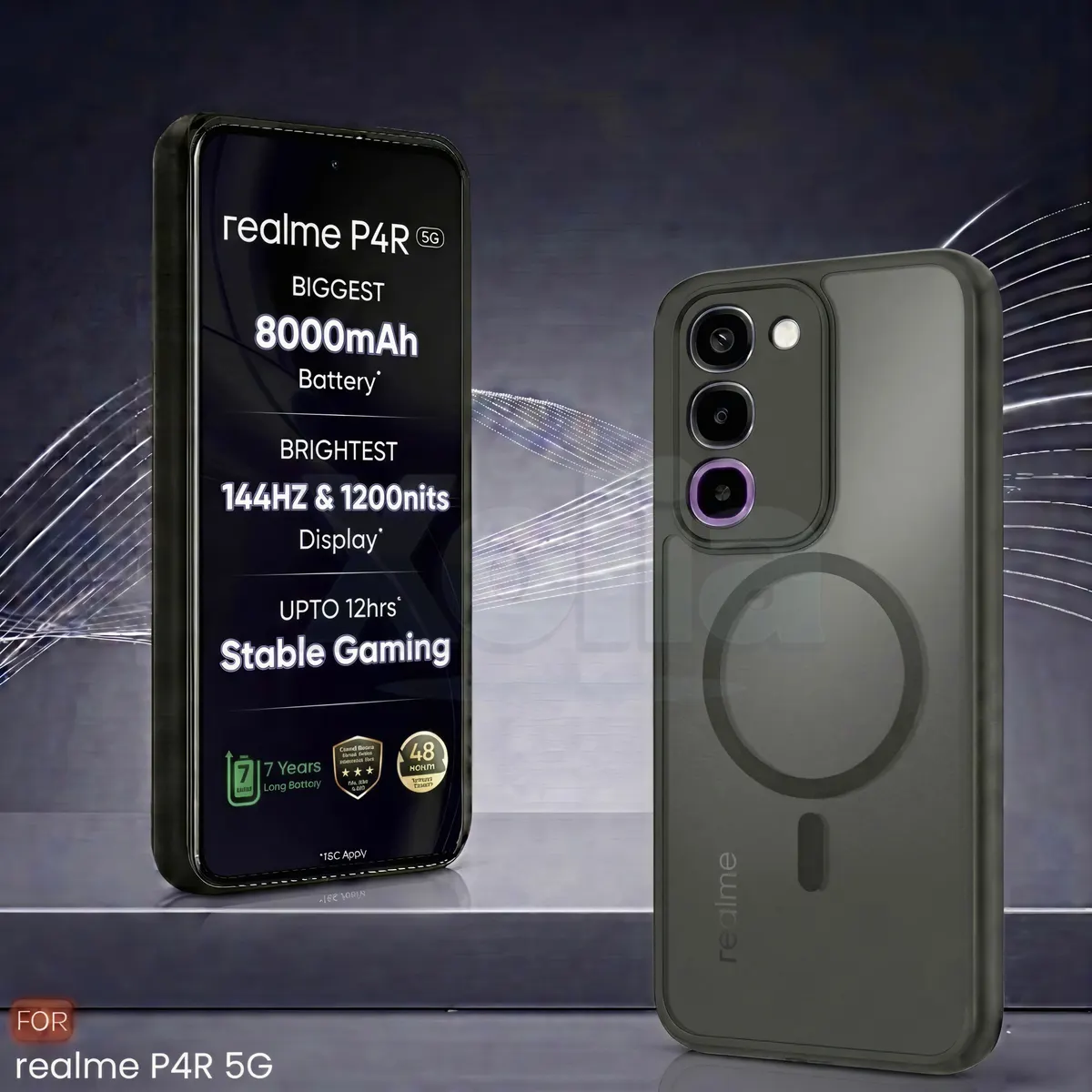 Xolia Back Cover for Realme P4r 5G (Black, Shock Proof, Polycarbonate, Silicon, Pack of: 1) — image 2 of 4