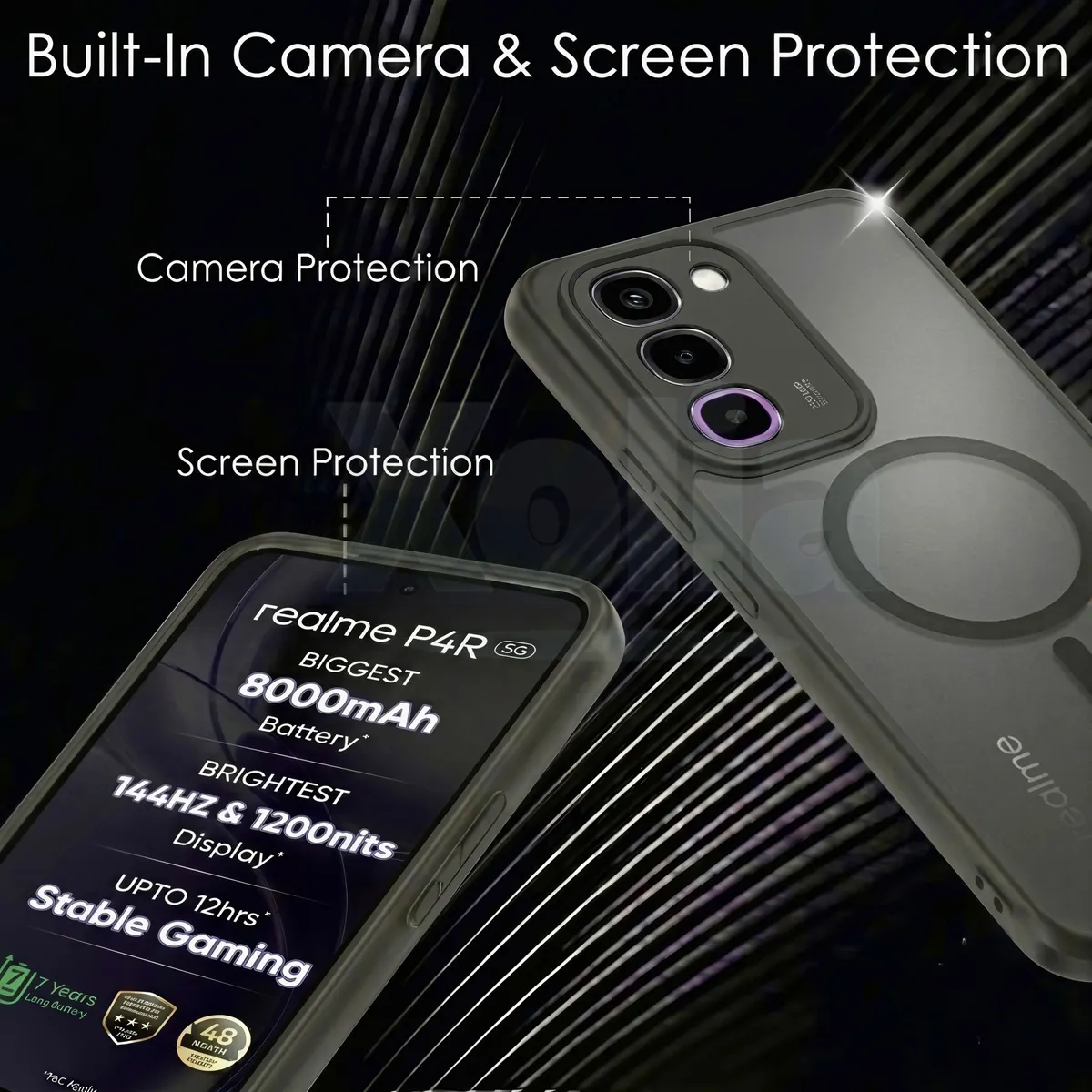 Xolia Back Cover for Realme P4r 5G (Black, Shock Proof, Polycarbonate, Silicon, Pack of: 1) — image 3 of 4