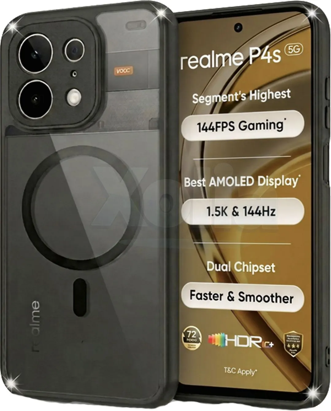 Xolia Back Cover for realme P4s 5G (Black, Shock Proof, Polycarbonate, Silicon, Pack of: 1)
