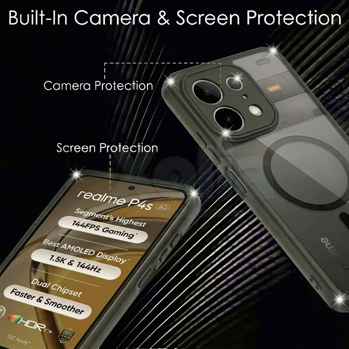 Xolia Back Cover for realme P4s 5G (Black, Shock Proof, Polycarbonate, Silicon, Pack of: 1) — image 2 of 2