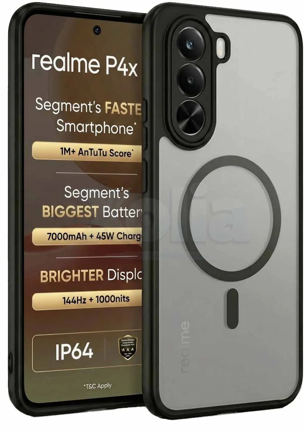 Xolia Back Cover for Realme P4x 5G (Black, Shock Proof, Polycarbonate, Silicon, Pack of: 1)