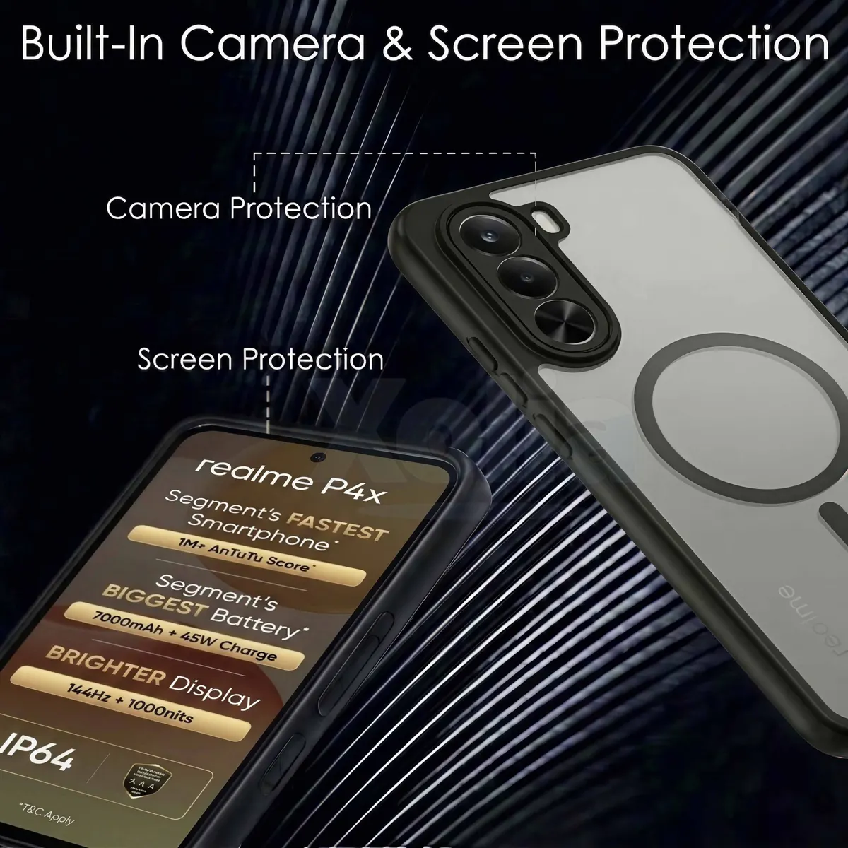 Xolia Back Cover for Realme P4x 5G (Black, Shock Proof, Polycarbonate, Silicon, Pack of: 1) — image 4 of 5