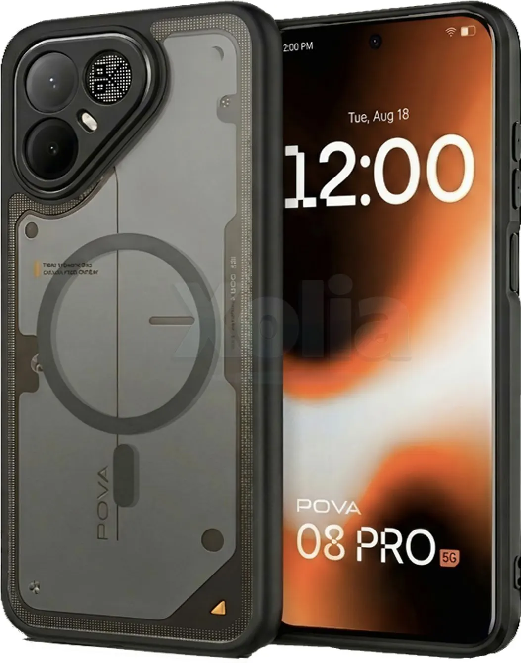 Xolia Back Cover for Tecno Pova 8 Pro 5G (Black, Shock Proof, Polycarbonate, Silicon, Pack of: 1)