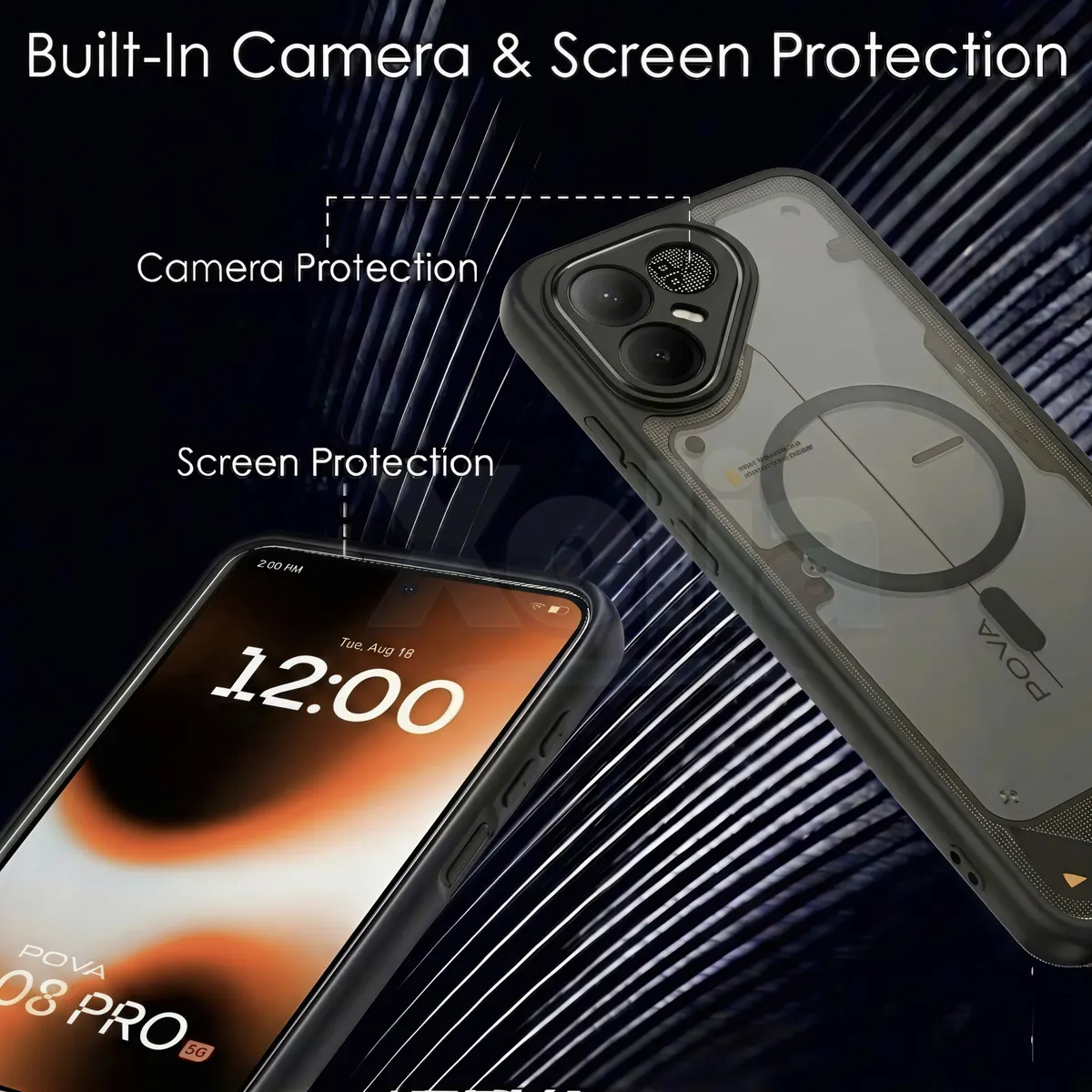 Xolia Back Cover for Tecno Pova 8 Pro 5G (Black, Shock Proof, Polycarbonate, Silicon, Pack of: 1) — image 3 of 4
