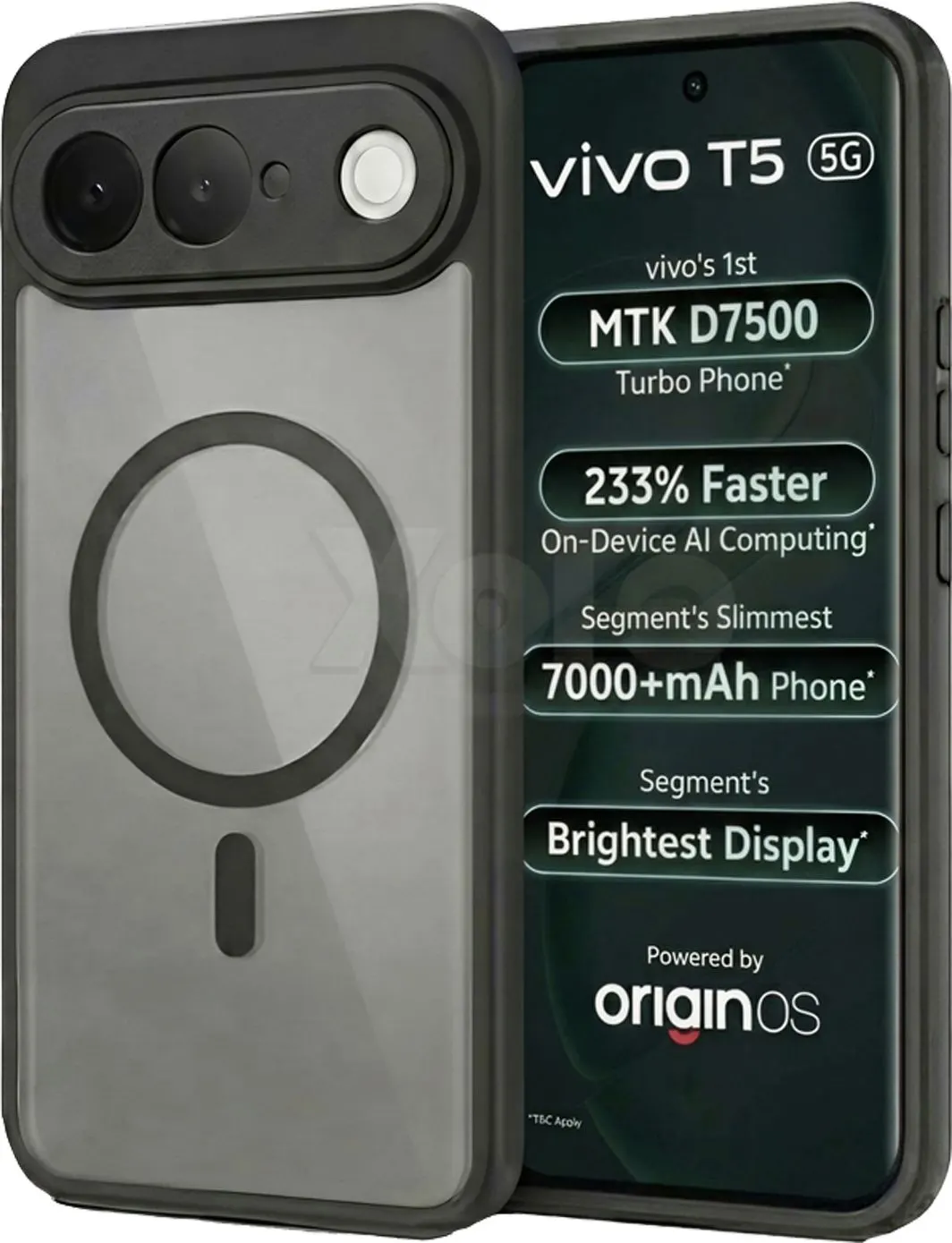 Xolia Back Cover for vivo T5 5G (Black, Shock Proof, Polycarbonate, Silicon, Pack of: 1)