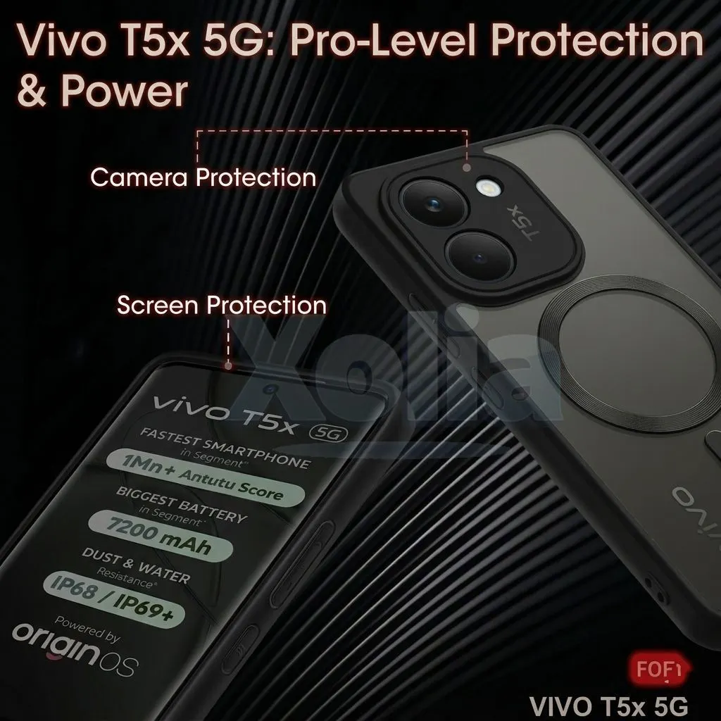 Xolia Back Cover for Vivo T5x 5G (Black, Shock Proof, Polycarbonate, Silicon, Pack of: 1) — image 4 of 5