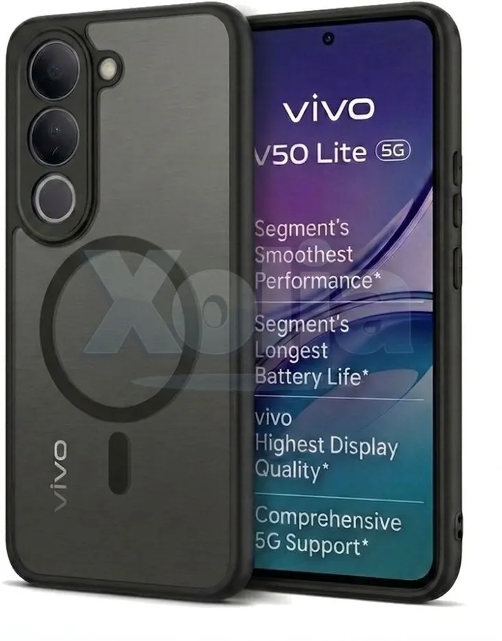 Xolia Back Cover for Vivo V50 Lite 5G (Black, Shock Proof, Polycarbonate, Silicon, Pack of: 1)