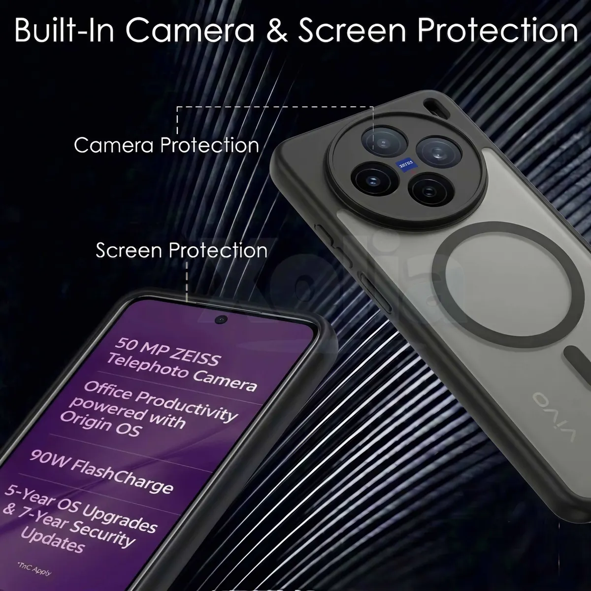 Xolia Back Cover for Vivo X200T 5G (Black, Shock Proof, Polycarbonate, Silicon, Pack of: 1) — image 4 of 5