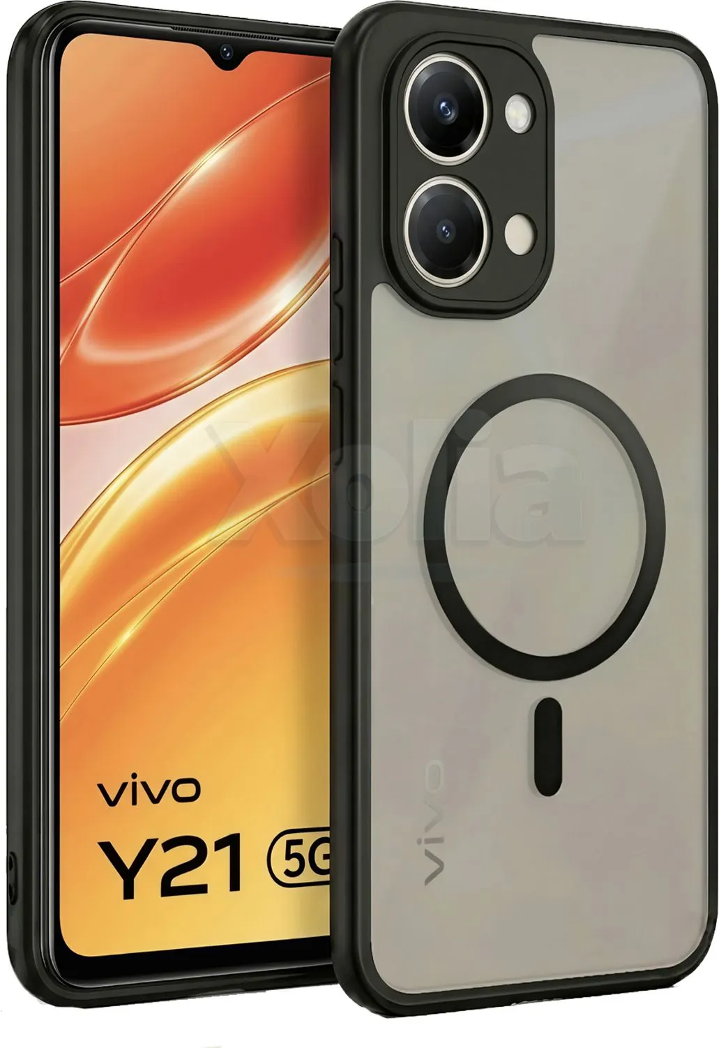 Xolia Back Cover for Vivo Y21 5G (Black, Shock Proof, Polycarbonate, Silicon, Pack of: 1)